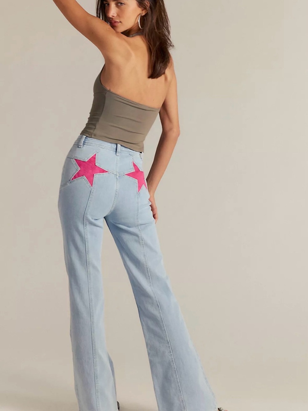 Free People We The Free Firecracker High Rise Star Pocket Flare Jeans Flawed- 27
